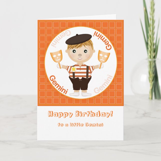 Tarjeta Niño Gemini - Feliz cumpleaños (Anverso)