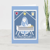 Niño Jesús en pesebre con María, estrella, corazón