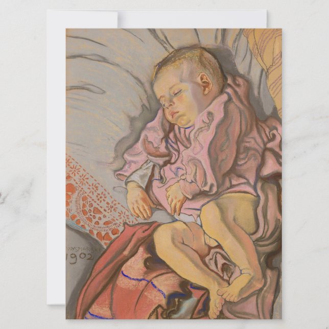 Tarjeta Niño joven durmiendo en una almohada (Anverso)