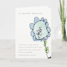 Tarjeta Niño lindo dibujado con flores rosadas botánicas d