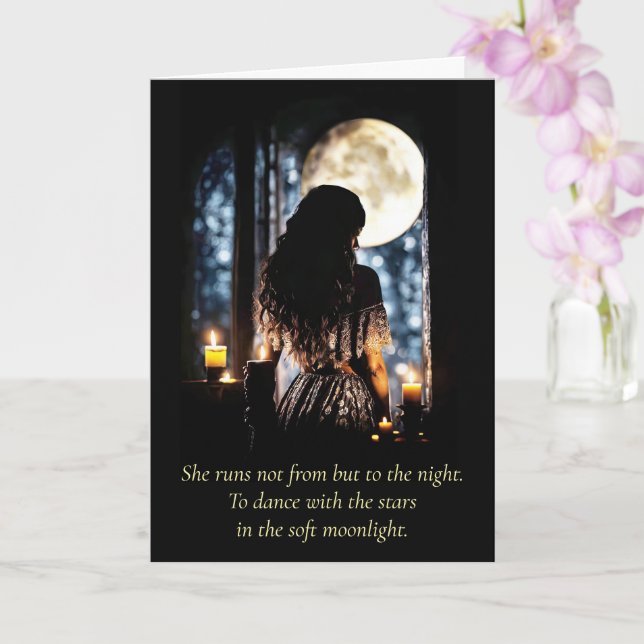 Tarjeta Niño Luna de Cumpleaños Wicca Espiritual Inspirado (Orquídea)