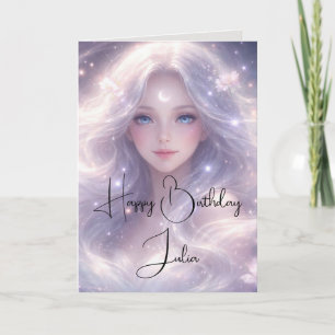 Tarjeta Niño Lunar Místico Cumpleaños Elegante