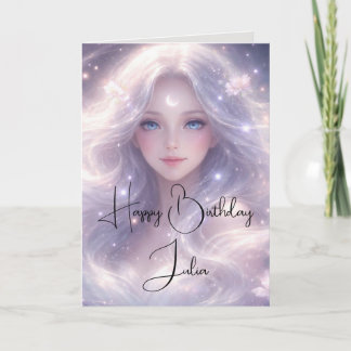 Tarjeta Niño Lunar Místico Cumpleaños Elegante