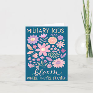 Tarjeta Niño militar diente de león florece donde se plant