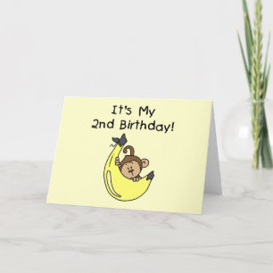 Tarjeta Niño Mono en Banana Segundo Cumpleaños