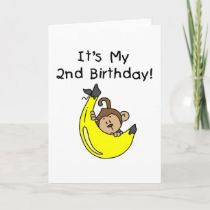 Tarjeta Niño Mono en Banana Segundo Cumpleaños