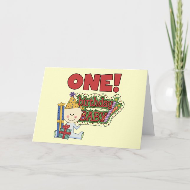 Tarjeta Niño Nacimiento Primer cumpleaños camisetas y rega (Anverso)