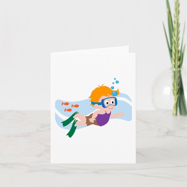 Tarjeta Niño Nadando Con Pescado (Subido por el creador)