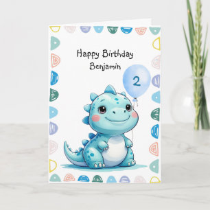 Tarjeta Niño niño niño feliz cumpleaños de dinosaurio lind