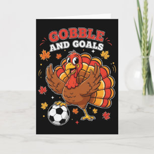 Tarjeta Niño Otoño Chico Día de Acción de Gracias Fútbol P
