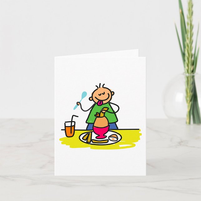 Tarjeta Niño personalizado disfrutando de la comida con ju (Subido por el creador)