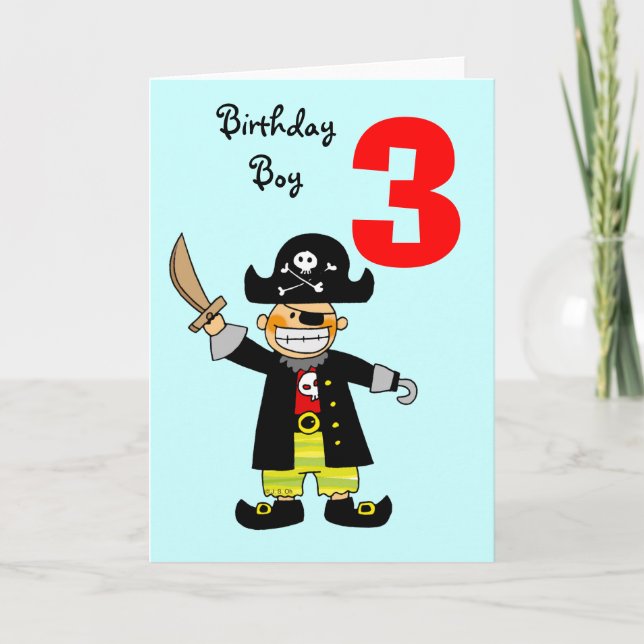 Tarjeta Niño pirata de 3 años (Anverso)