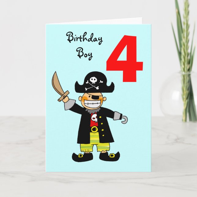 Tarjeta Niño pirata de 4 años (Anverso)