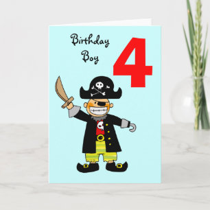 Tarjeta Niño pirata de 4 años