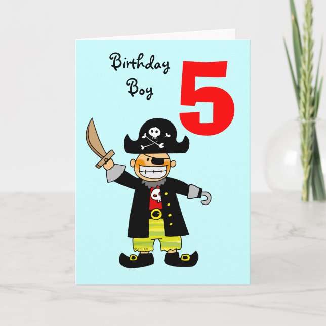 Tarjeta Niño pirata de 5 años (Anverso)