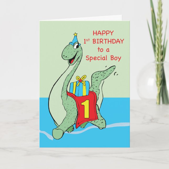 Tarjeta Niño, primer dinosaurio de cumpleaños (Anverso)