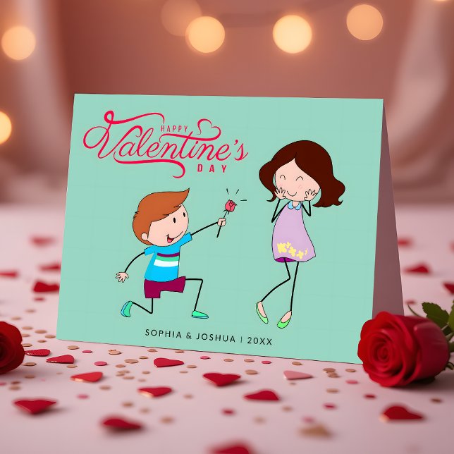 Tarjeta Niño sorprende el día de San Valentín, Ilustracion (Subido por el creador)