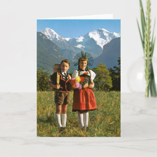 Tarjeta Niño y niña suizos