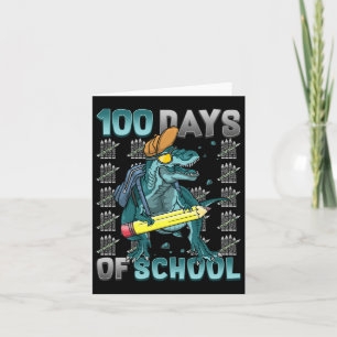 Tarjeta Niños 100 Días De Dinosaurio Escolar 100 Días Más 