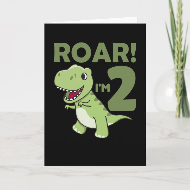 Tarjeta Niños 2. Cumpleaños T-Rex Dino de 2 años (Anverso)