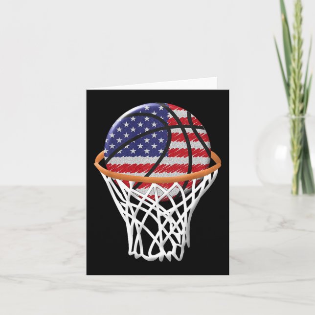 Tarjeta Niños 4 de julio Baloncesto EEUU Bandera Niños Jóv (Anverso)