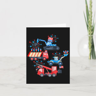 Tarjeta Niños 4 De Julio Crane Truck Vehículo De Construcc