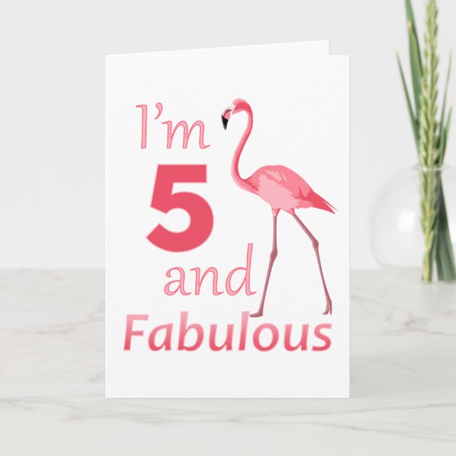 Tarjeta Niños 5º cumpleaños flamenco rosa (Anverso)