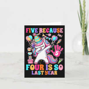 Tarjeta Niños 5 Chicas de cumpleaños Unicornio 5 porque 4 