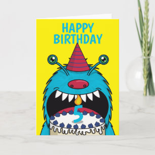 Tarjeta Niños 5 Monstruo Azul de Cumpleaños