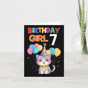 Tarjeta Niños 7 años Camiseta de cumpleaños Gato gracioso 