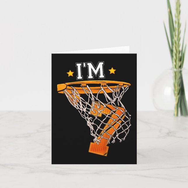 Tarjeta Niños 7 Nacimiento Baloncesto Soy 7 Chica 6 B (Anverso)