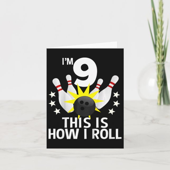 Tarjeta Niños 9 años Bowling Camisa de fiesta de cumpleaño (Anverso)