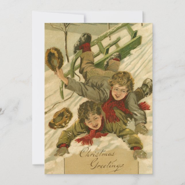 Tarjeta Niños añejos en 1906 en Navidades de nieve (Anverso)