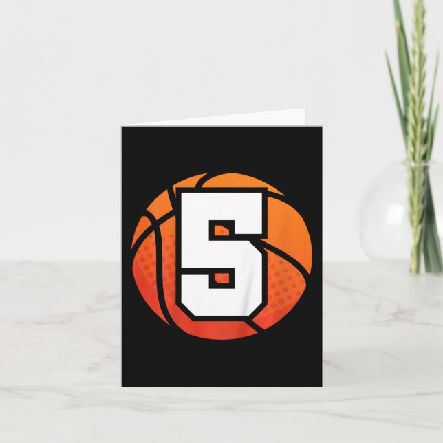 Tarjeta Niños Baloncesto Cumpleaños 5 Número Cinco Años B (Anverso)