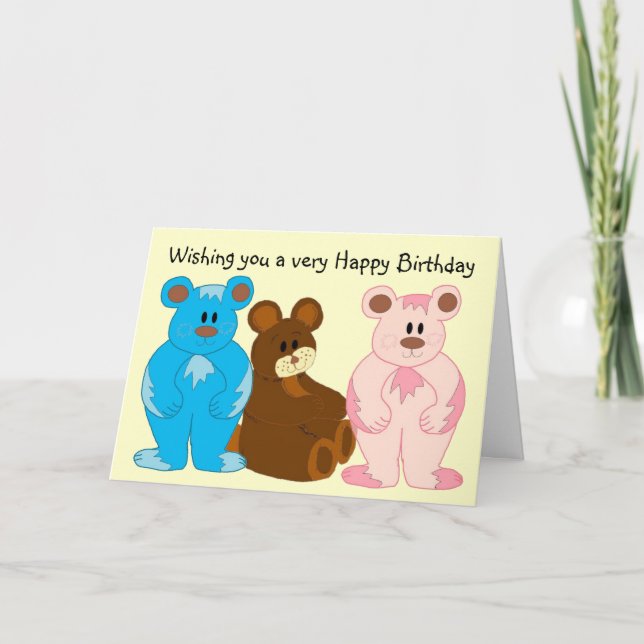 Tarjeta Niños Bears Birthday (Anverso)