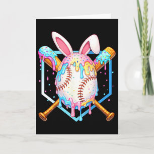 Tarjeta Niños Béisbol Pascua Día Huevo Conejo Helado Goteo