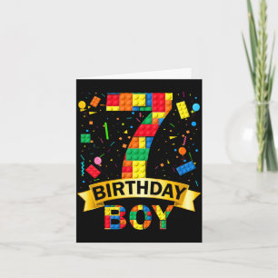 Tarjeta Niños bloques de construcción cumpleaños 7 años ni