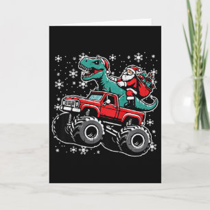 Tarjeta Niños Camión Monstruo Navidad Dino Santa Xmas Bebé