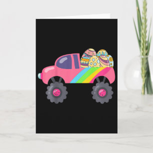 Tarjeta Niños Camión Monstruo Rosa Huevos Caza de Huevos d