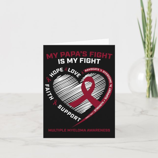 Tarjeta Niños Cáncer de Sangre Borgoña Papa Múltiple Mielo (Anverso)