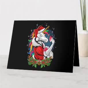 Tarjeta Niños Chicas de Santa Navidades de unicornio