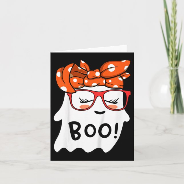 Tarjeta Niños chicas Feliz Fantasma De Halloween Con Banda (Anverso)