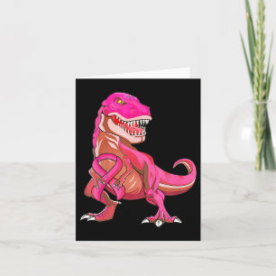 Tarjeta Niños Cinta Rosa T Rex Cáncer de Mama Niño Concien