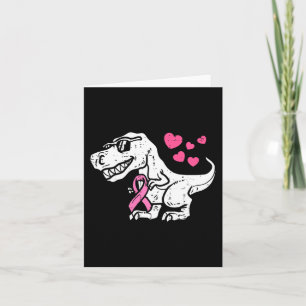 Tarjeta Niños Cinta Rosa T-Rex Niños Cáncer de Mama