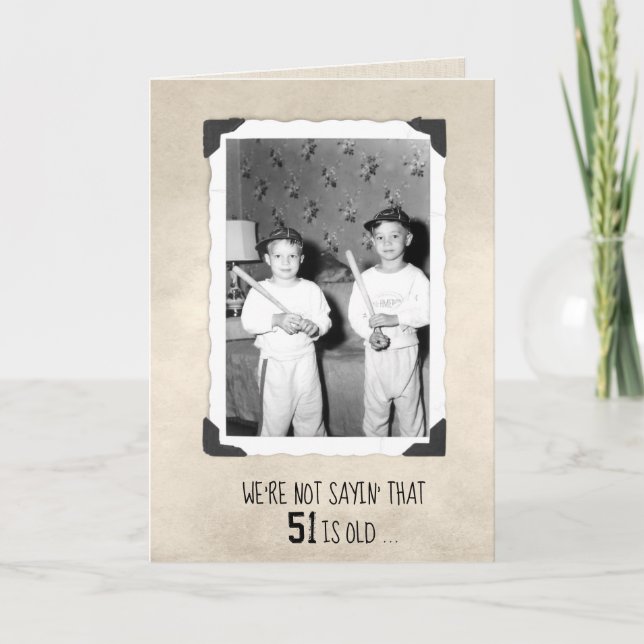 Tarjeta Niños con Bats de Béisbol Cumpleaños 51 (Anverso)