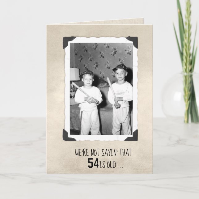Tarjeta Niños con Bats de Béisbol Cumpleaños 54 (Anverso)
