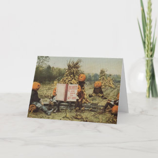 Tarjeta Niños con cabeza de calabaza