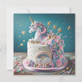 TARJETA NIÑOS CON DECORACIÓN DE PINK & BLUE UNICORN CUADRO