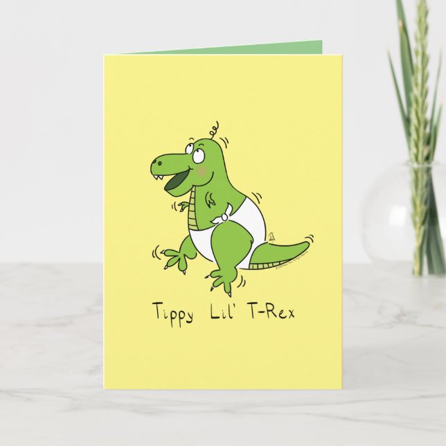 Tarjeta Niños con Dino de Dinosaurios T-Rex (Anverso)