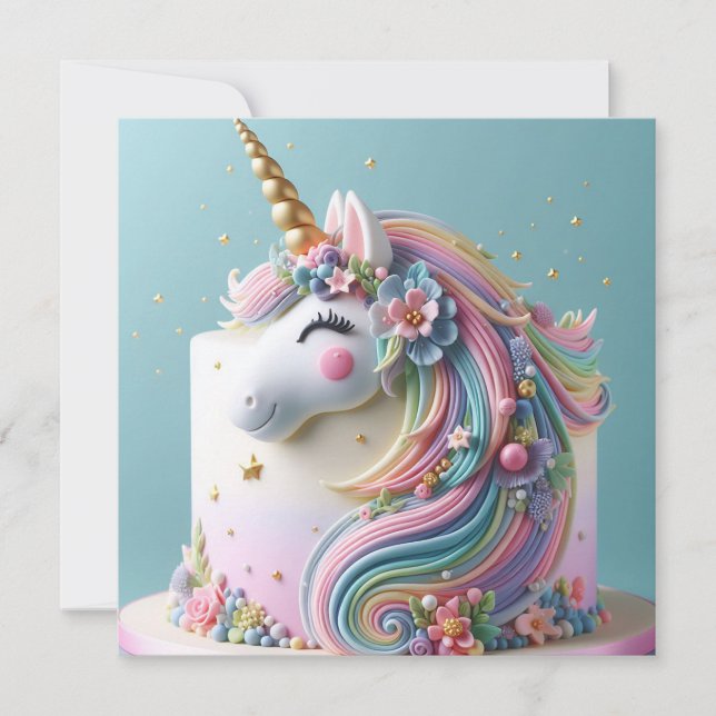 TARJETA NIÑOS CON UNA DECORACIÓN UNICORNA BLANCA (Anverso)